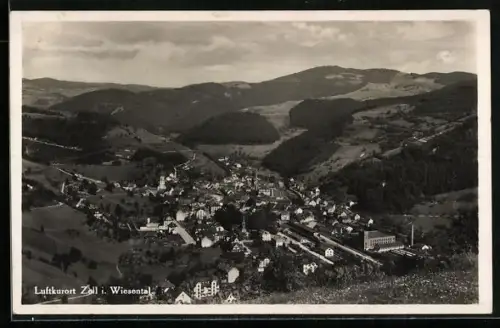 AK Zell i. Wiesental, Panoramaansicht des Ortes aus der Vogelschau