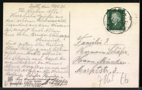 AK Zell i. Wiesental, Panoramaansicht des Ortes aus der Vogelschau