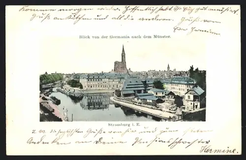 AK Strassburg, Blick von der Germania nach dem Münster