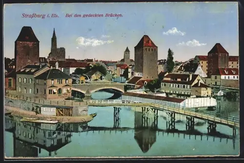 AK Strassburg i. Els., Bei den gedeckten Brücken
