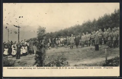 AK Gereuth /Vogesen, Gedenkfeier der Schlacht 1915 an den Massengräbern