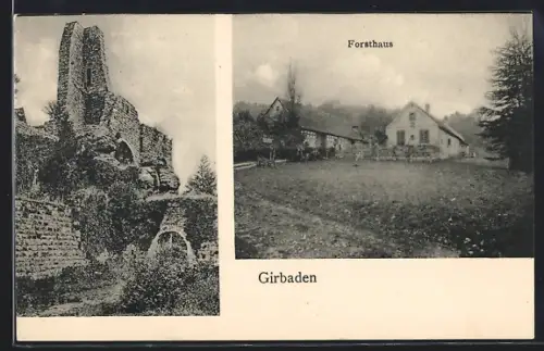 AK Girbaden, Forsthaus und Ruinen