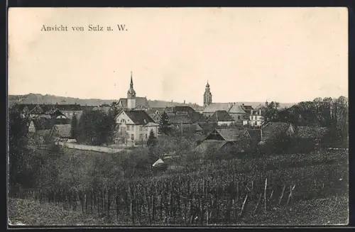 AK Sulz u. W., Ortsansicht mit Kirche