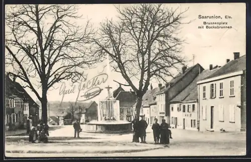 AK Saarunion /Els., Brunnenplatz mit Bocksbrunnen