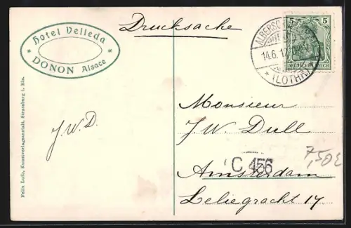 AK Donon /Alsace, Donon-Hôtel Velleda