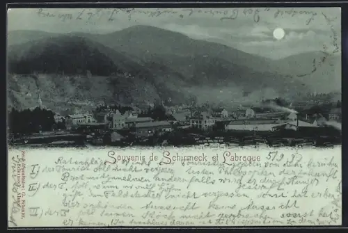 Mondschein-AK Schirmeck, Schirmeck et Labroque