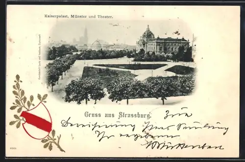 AK Strassburg, Kaiserpalast, Münster und Theater