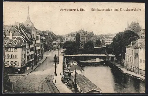 AK Strasbourg i. Els., Nikolausstaden und Drachenschule