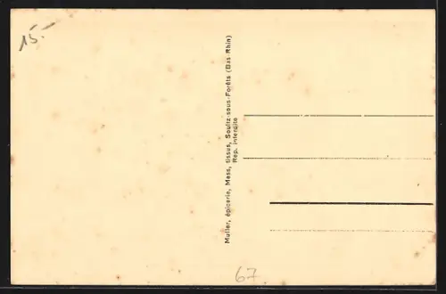 AK Soultz-sous-Forêts, Rue Frohnacker avec bâtiments traditionnels et lampadaire suspendu