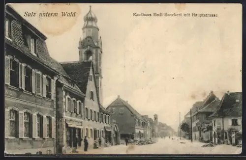 AK Sulz unterm Wald, Kaufhaus Emil Renckert mit Hauptstrasse