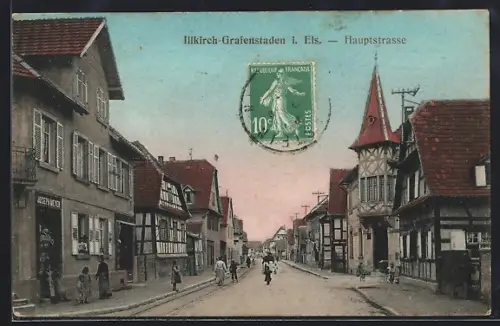 AK Illkirch-Graffenstaden /Els., Partie in der Hauptstrasse