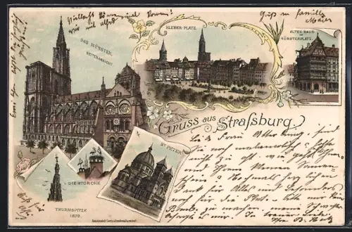 AK Strassburg, Münster, Kleber-Platz, Altes Haus