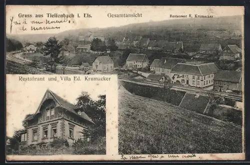 AK Tieffenbach i. Els, Restaurant u. Villa E. Krumacker