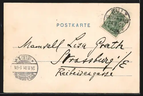 AK Sulz u. Wald, Hauptstrasse, Schloss Petri, Kaiserliches Postamt