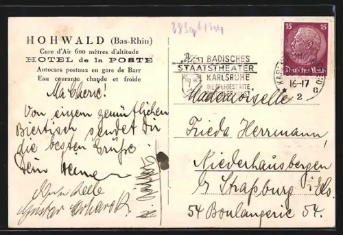 AK Hohwald /Bas-Rhin, Hôtel-Restaurant de la Poste entouré d`arbres