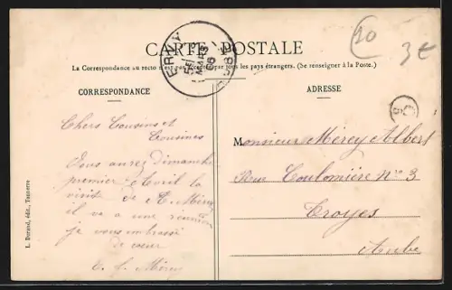 AK Chessy, Le Moulin et la rivière avec une barque