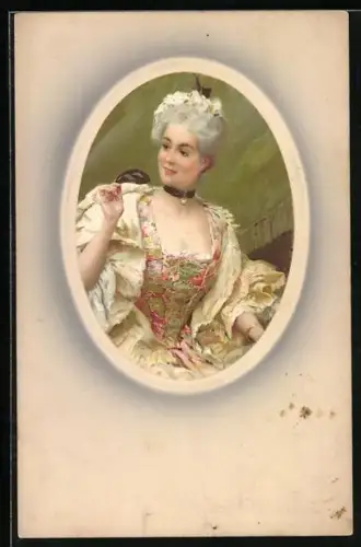 Künstler-AK Meissner & Buch (M&B) Nr. 1525: Junge Dame mit Maske