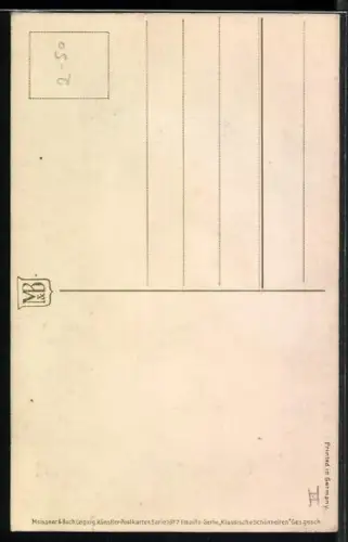 Künstler-AK Damenporträt mit goldenem Kleid, Jugendstil