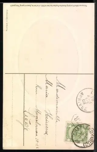 Künstler-AK Meissner & Buch (M&B) Nr.1555: Frau im Blumenfeld mit rotem Schirm