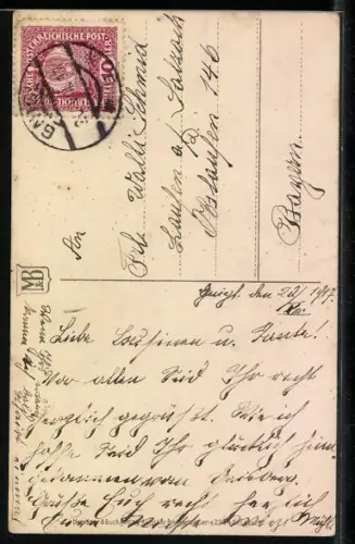 Künstler-AK Meissner & Buch (M&B) Nr. 2244: Baum mit herbstlich rot gefärbten Blättern, Deutscher Gruss