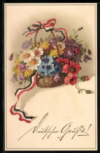 Künstler-AK Meissner & Buch (M&B) Nr. 2168: Aus Feld und Hain, Bunter Blumenkorb