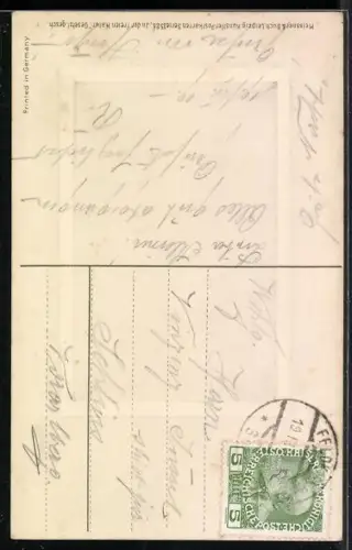 Künstler-AK Meissner & Buch (M&B) Nr. 1526: Ruderboot bei Vollmond, Seerosen