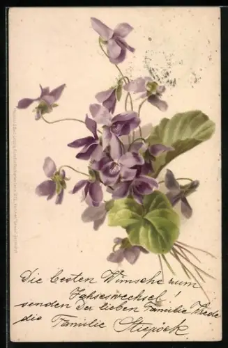 Künstler-AK Meissner & Buch (M&B) Nr. 1072: Violette Blumen