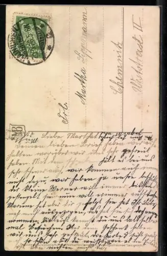 Künstler-AK Meissner & Buch (M&B) Nr. 1992: Schale mit Blumen, Pfingstgruss