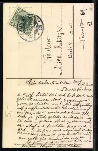 Künstler-AK Meissner & Buch (M&B) Nr.1636: Bauernpaar mit Pferd auf einer Dorfstrasse