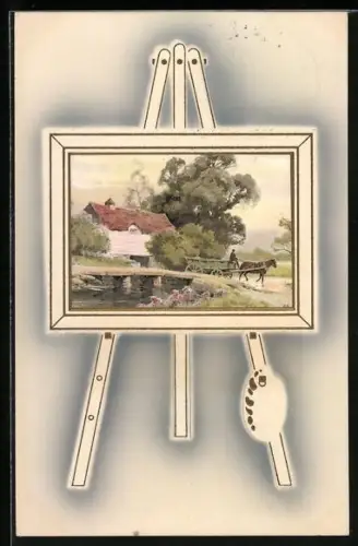 Künstler-AK Meissner & Buch (M&B) Serie 1686: Stille Tage, Bauer fährt mit seinem Wagen los