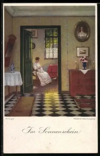 Künstler-AK Meissner & Buch (M&B) Nr. 02415: Im Sonnenschein, häusliches Idyll