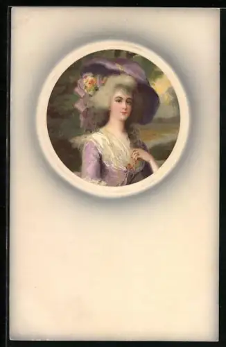 Künstler-AK Meissner & Buch (M&B) Nr.1557: Miniaturen, Portrait einer Frau in aufwändigem Gewand