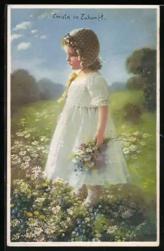 Künstler-AK Meissner & Buch (M&B) Nr.: 02422, Margaretchen auf der Blumenwiese