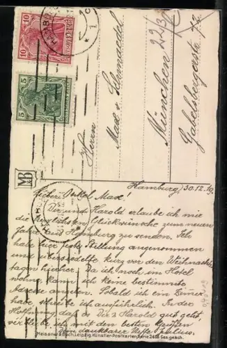 Künstler-AK Meissner & Buch (M&B) Nr.: 2303, Herbstgesteck mit verlaubtem Blatt