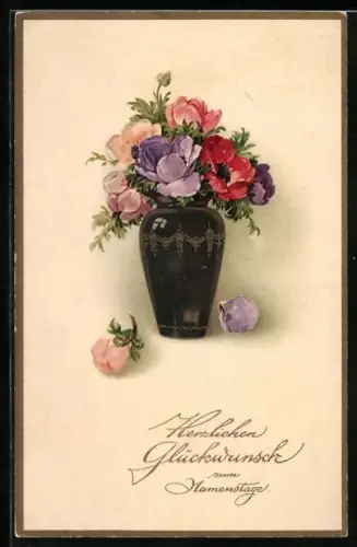 Künstler-AK Meissner & Buch (M&B) Nr. 2132: Bunter Blumenstrauss in Vase