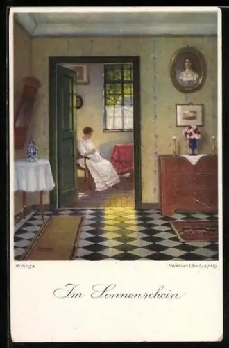 Künstler-AK Meissner & Buch (M&B) Nr. 02415: Im Sonnenschein, häusliches Idyll