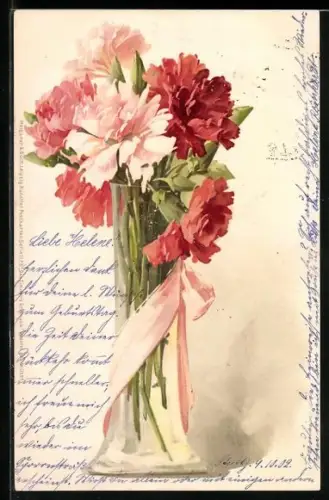 Lithographie Des Zimmer`s Schmuck, Nelkenvase