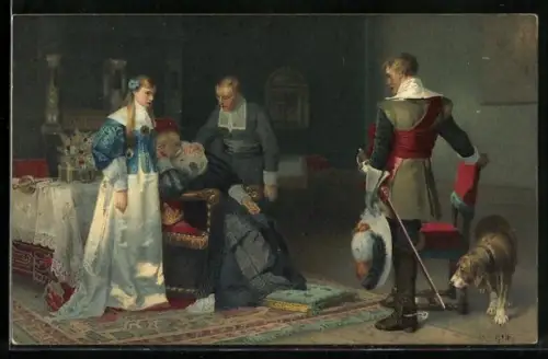 Künstler-AK Stengel & Co. Nr. 29055: The son`s last Greetings, junger Mann verabschiedet sich