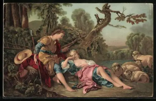 Künstler-AK Stengel & Co. Nr. 29249: die eingeschlummerte Schäferin