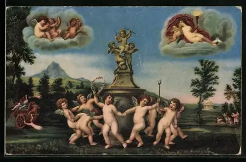 Künstler-AK Stengel & Co. Nr. 29698: Amorettentanz beim Raube der Proserpina