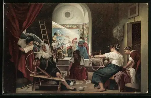 Künstler-AK Stengel & Co. Nr. 29028: Die Teppichweberinnen