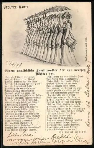 AK Friedrich Stoltze, Einem unglickliche Familievater der nor verrzeh Döchter hat