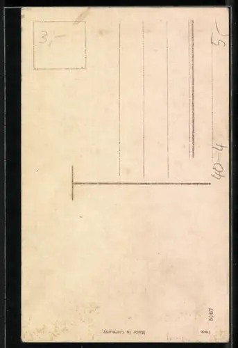Künstler-AK Mann sitzt mit einem Bierkrug auf dem Schoss im Bett