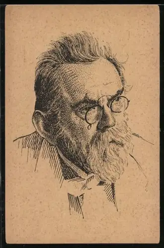 Künstler-AK Frant. Herites mit Zwickerbrille im Profil