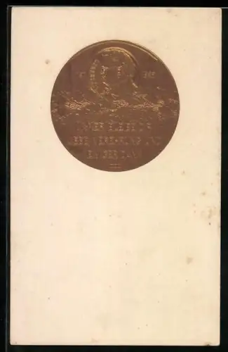 Präge-AK Schubert im Profil mit Eichenlaub