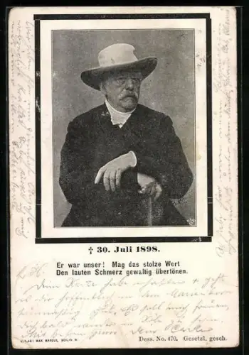 AK Er war unser! Mag das stolze Wort..., Bismarck, Trauerrand