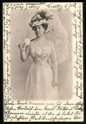 AK Prinzessin Luise von Sachsen mit Schirm