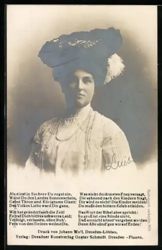 AK Luise von Sachsen mit Hut