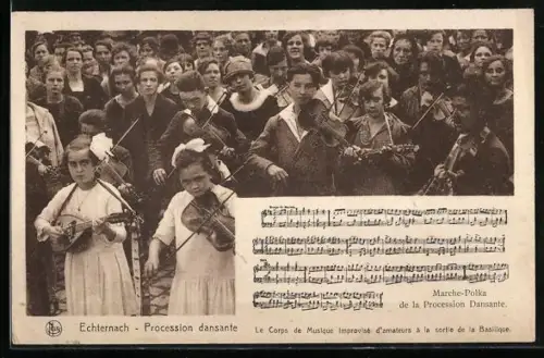 AK Echternach, Procession dansante, Gruppe mit Geigen