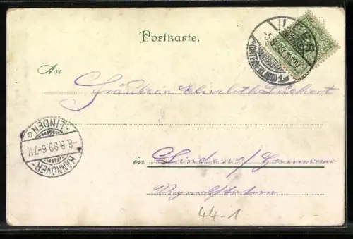 Lithographie Kleinkind in blauem Kleid mit Ball